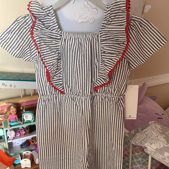 French Connection Girls size 4 blue striped romper NWT & BEAUTIFUL! - Picture 2 of 6